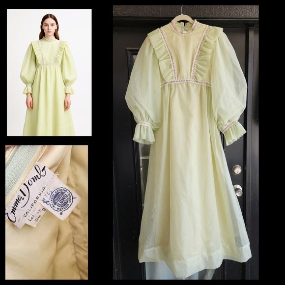 Emmeline French Vintage Green Dress - Picture 1 of 2